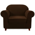 thumbnail image 1 of Subrtex Stretch 1-Piece Textured Grid Armchair Slipcover, Chocolate, 1 of 7