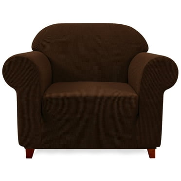 Subrtex Stretch 1-Piece Textured Grid Armchair Slipcover, Chocolate