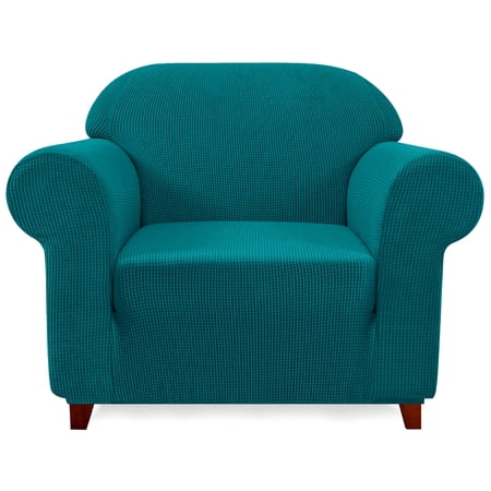 Subrtex Stretch 1-Piece Textured Grid Armchair Slipcover, Turquoise