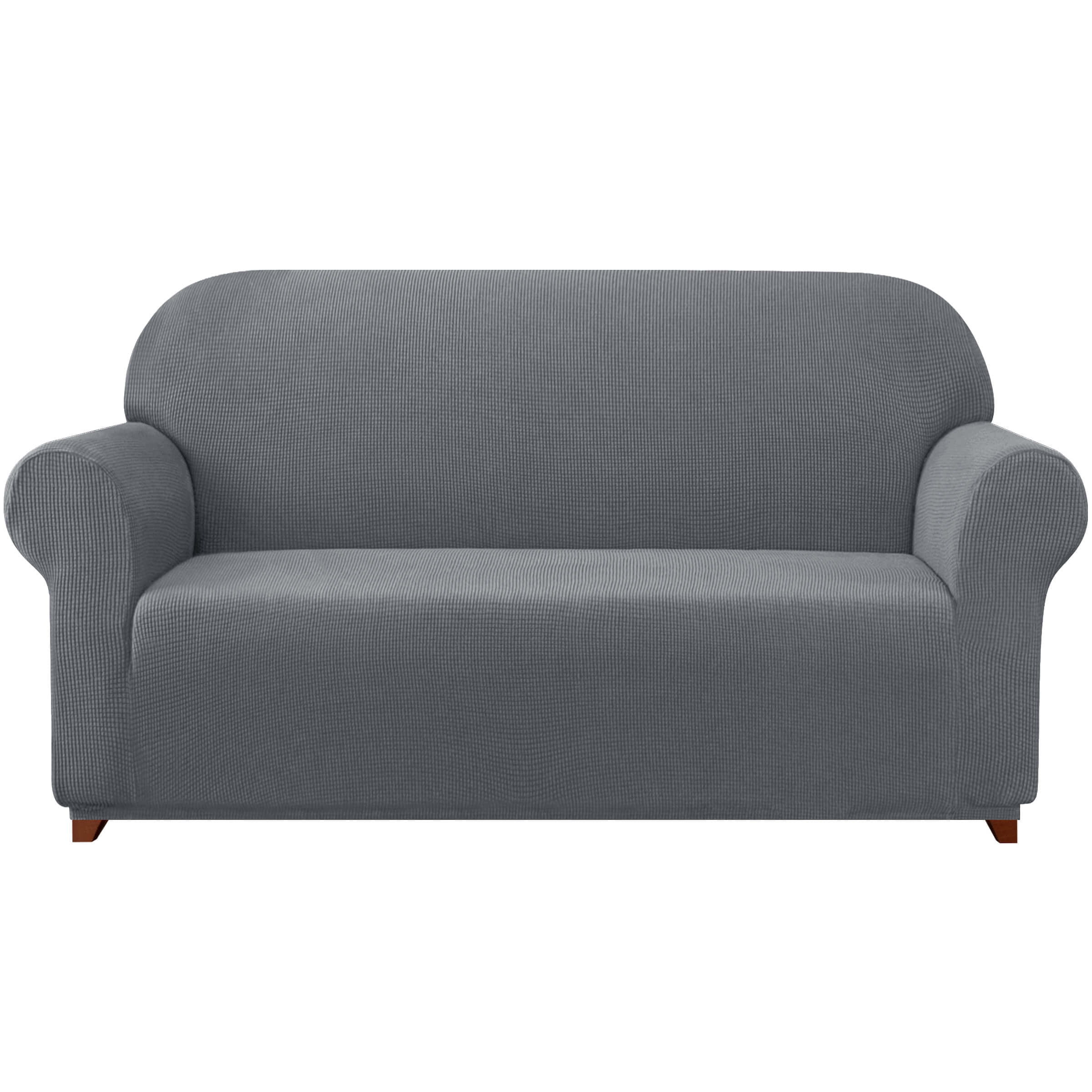 Subrtex Stretch 1-Piece Textured Grid Loveseat Slipcover, Light Gray