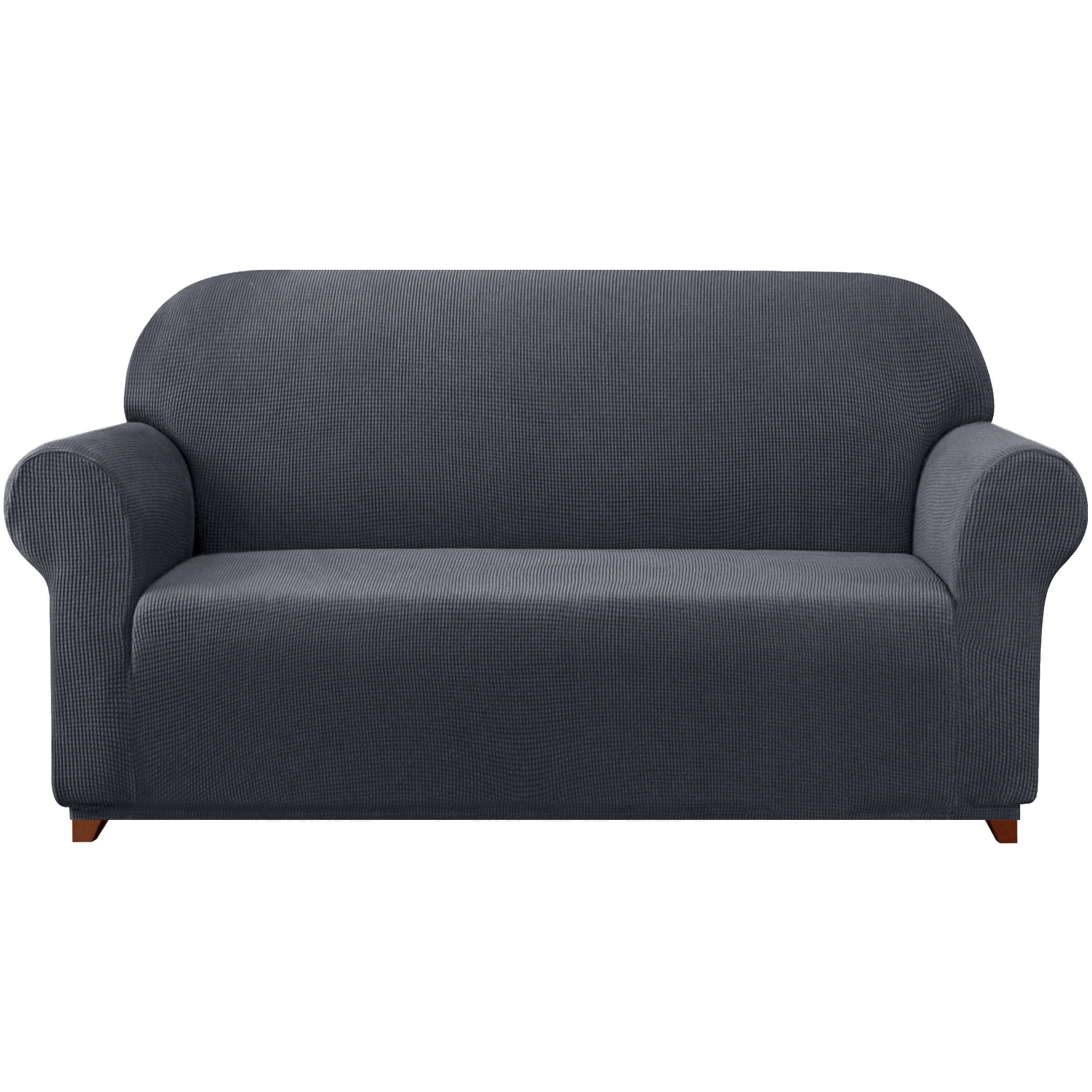 Subrtex Stretch 1Piece Textured Grid Loveseat Slipcover, Medium, Gray