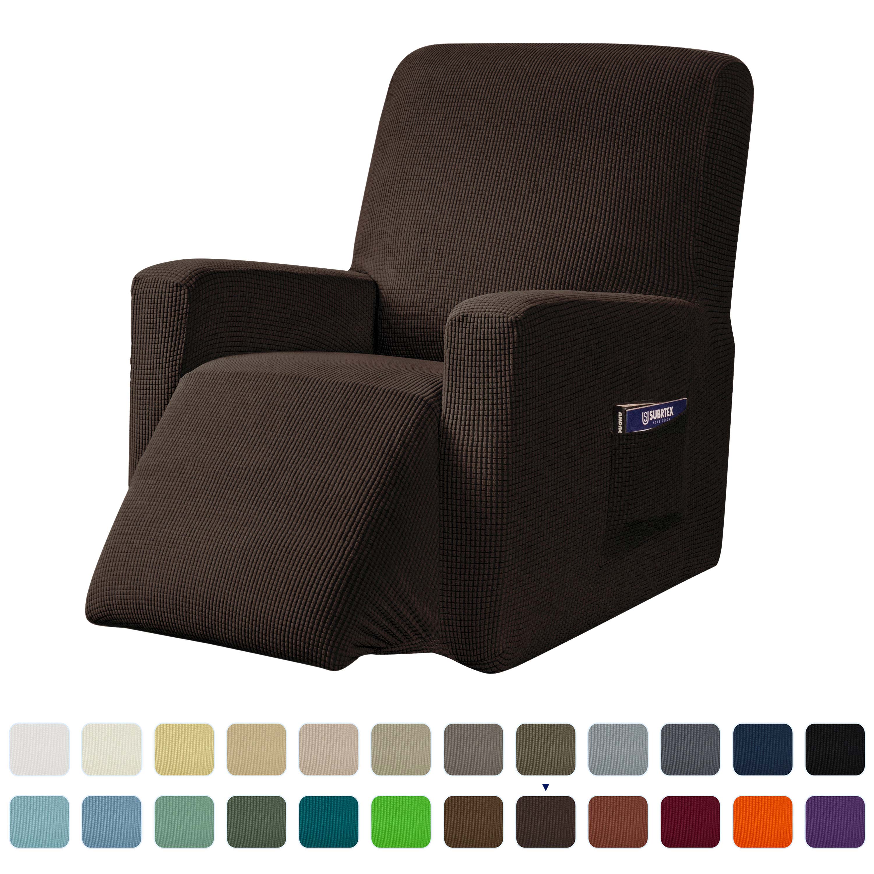 SureFit Stretch Pique Lift Recliner Slipcover Chocolate