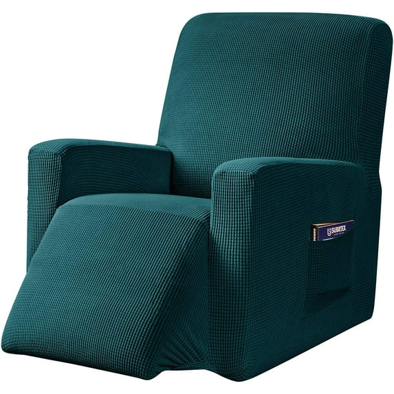 Subrtex Stretch 1-Piece Textured Grid Recliner Slipcover, Turquoise