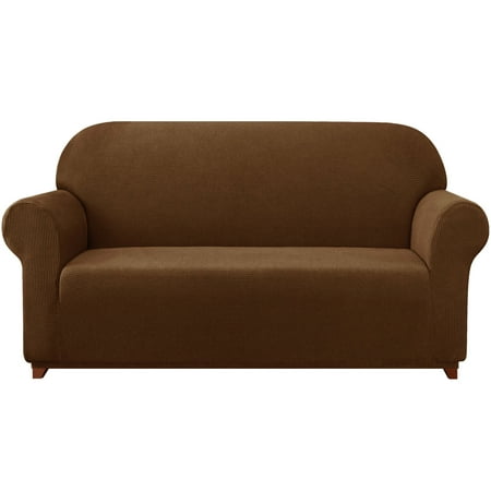 Subrtex Stretch 1-Piece Textured Grid Slipcover Sofa Cover, Coffee