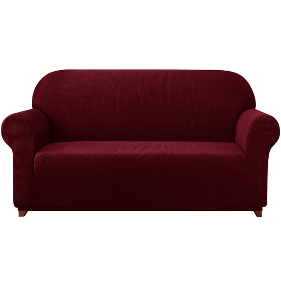 Subrtex Stretch 1-Piece Textured Grid Slipcover Sofa Cover, Wine