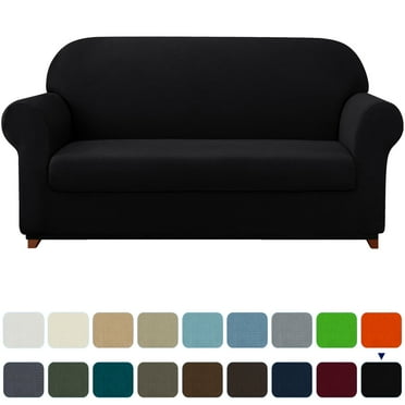 Subrtex Stretch 2-Piece Textured Grid Slipcover Sofa Cover, Black