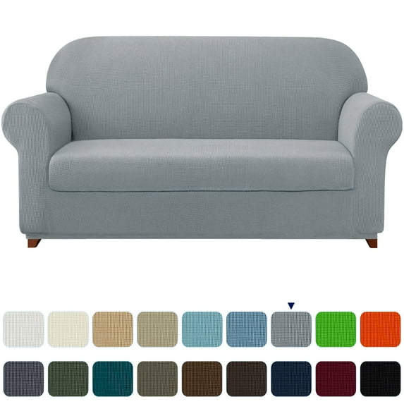 Subrtex Stretch 2-Piece Textured Grid Slipcover Sofa Cover, Gray