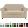 thumbnail image 1 of Subrtex Stretch 2-Piece Textured Grid Sofa Slipcover Jacquard Non Slip Couch Cover (Camel, XL Sofa), 1 of 7