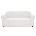 thumbnail image 1 of Subrtex Stretch 2-Piece Textured Plaid Loveseat Slipcover, Off-white, 1 of 7