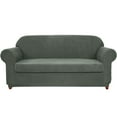 thumbnail image 1 of Subrtex Stretch 2-Piece Textured Plaid Loveseat Slipcover, Olive, 1 of 7