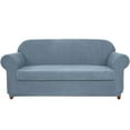 thumbnail image 1 of Subrtex Stretch 2-Piece Textured Plaid Loveseat Slipcover, Steel Blue, 1 of 7