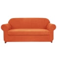 thumbnail image 1 of Subrtex Stretch 2-Piece Textured Plaid Sofa Slipcover, Orange, 1 of 7