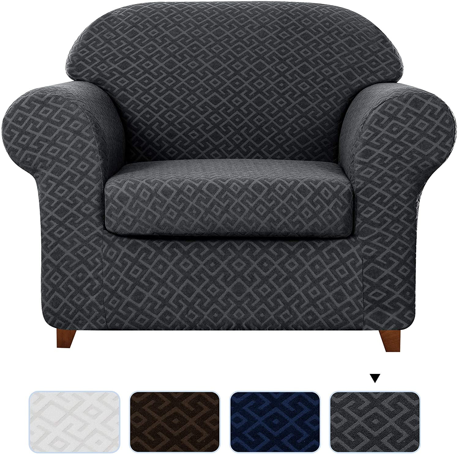 Subrtex Stretch 2Piece Textured Swirl Geometric Armchair Slipcover