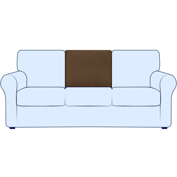 Subrtex Stretch Back Cushion Cover Check Plaid Couch Backrest Slipcover (Rectangle, Coffee)
