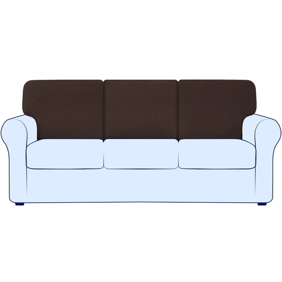 Subrtex Stretch Back Cushion Cover Check Plaid Couch Backrest Slipcover (T-2PC+Rectangle, Chocolate)