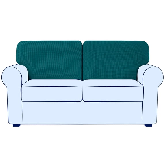 Subrtex Stretch Back Cushion Cover Check Plaid Couch Backrest Slipcover (T-2PC, Teal)