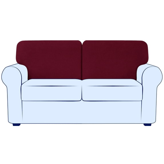 Subrtex Stretch Back Cushion Cover Check Plaid Couch Backrest Slipcover (T-2PC, Wine)