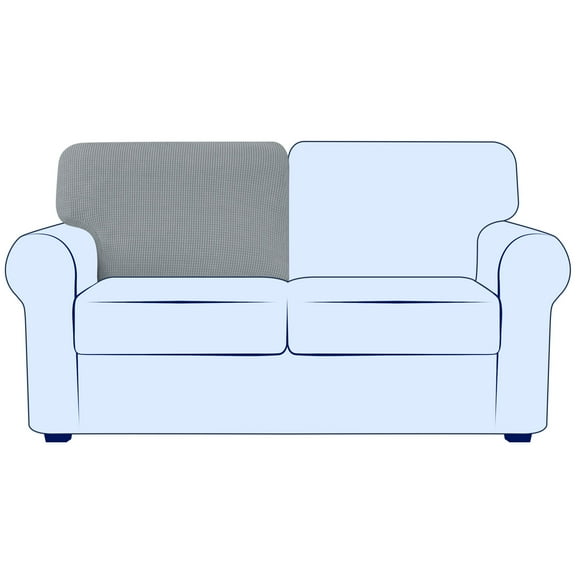 Subrtex Stretch Back Cushion Cover Check Plaid Couch Backrest Slipcover (T-Left, Light Gray)