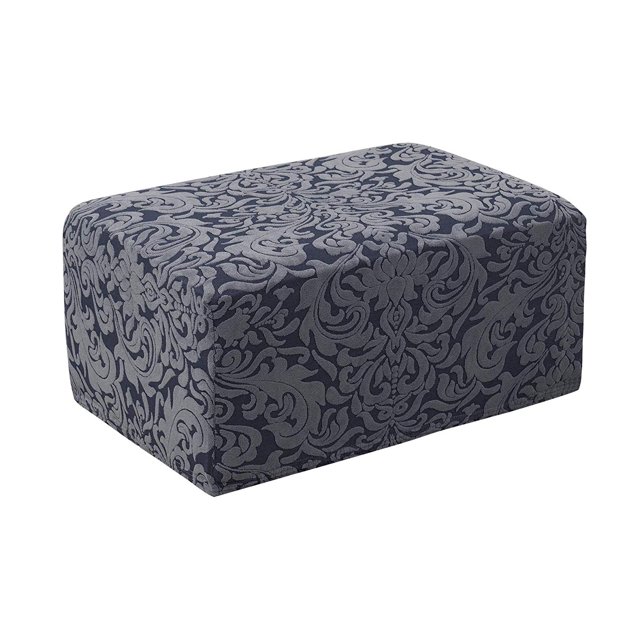 Subrtex Stretch Jacquard Damask Oversized Ottoman Slipcover, Grayish