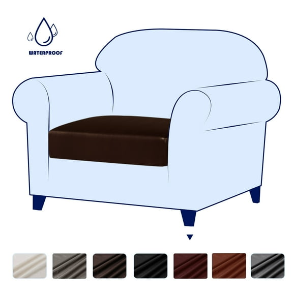 Subrtex Stretch PU Leather Sofa Seat Covers Couch Cushion Cover Waterproof Furniture Protector (Armchair, Wine)