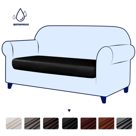 Subrtex Stretch PU Leather Sofa Seat Covers Couch Cushion Cover Waterproof Furniture Protector (Sofa, Black)