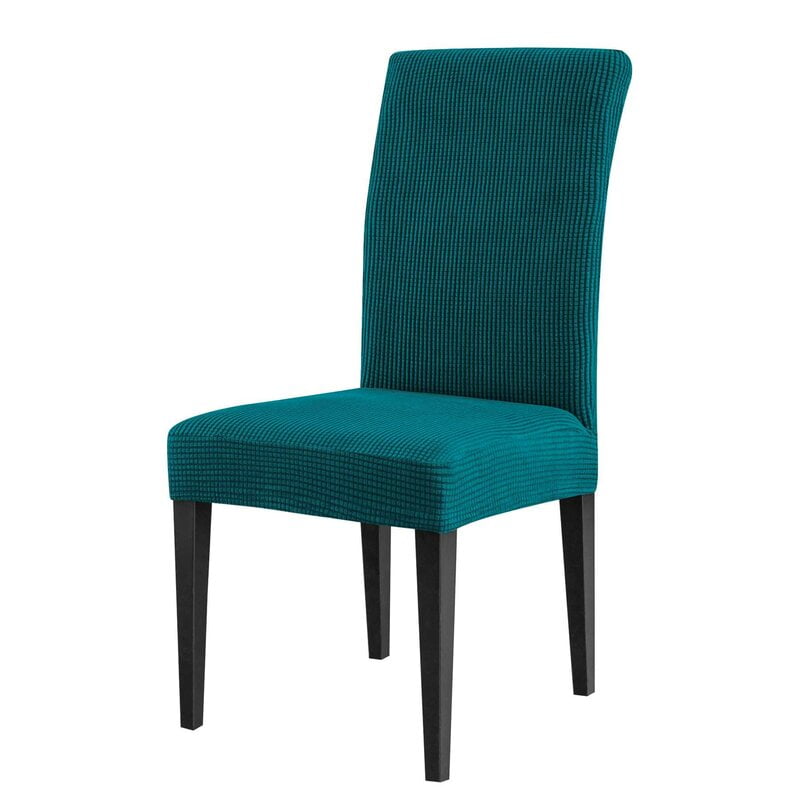 Subrtex Stretch Textured Check Dining Chair Slipcover (Set of 4, Teal