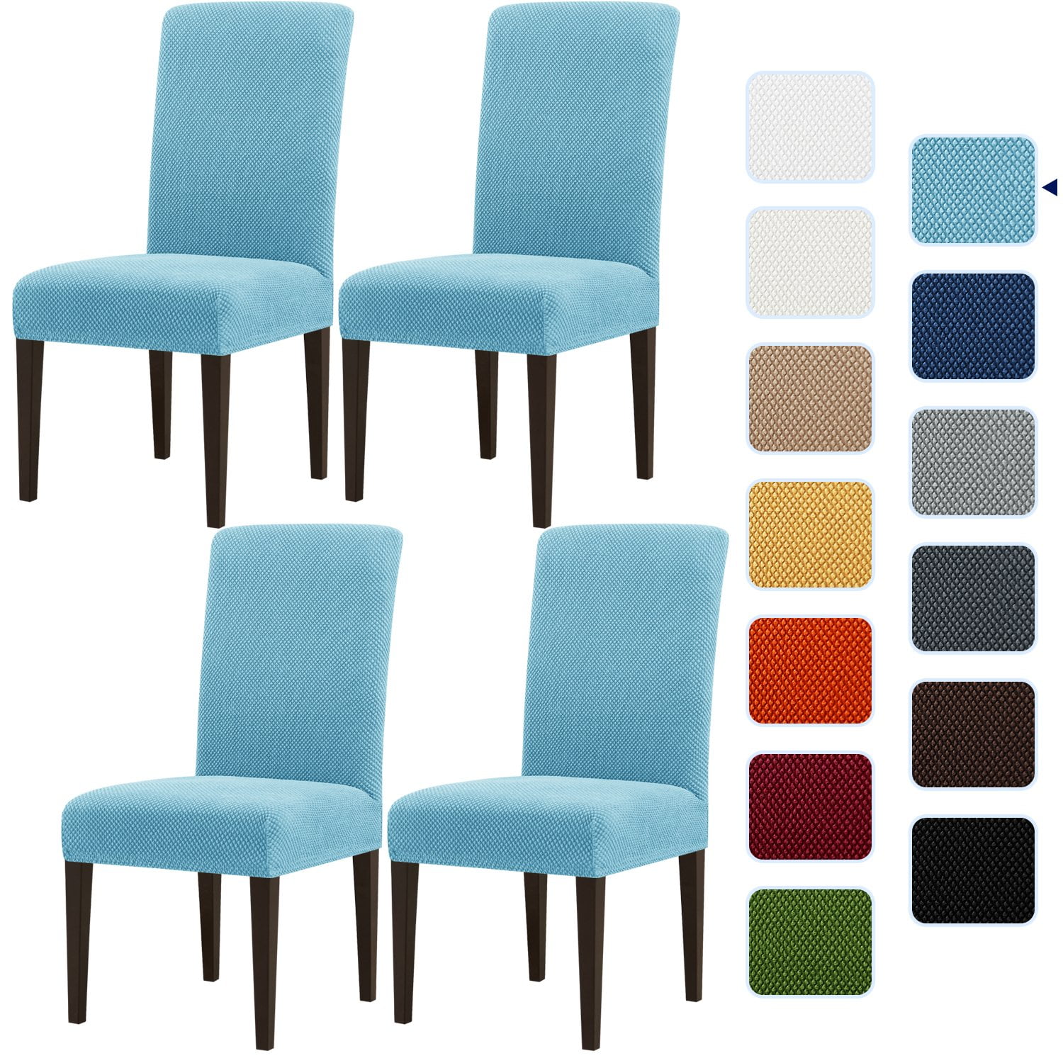Subrtex Stretch Textured Grain Dining Chair Slipcover (Set of 4, Smoky