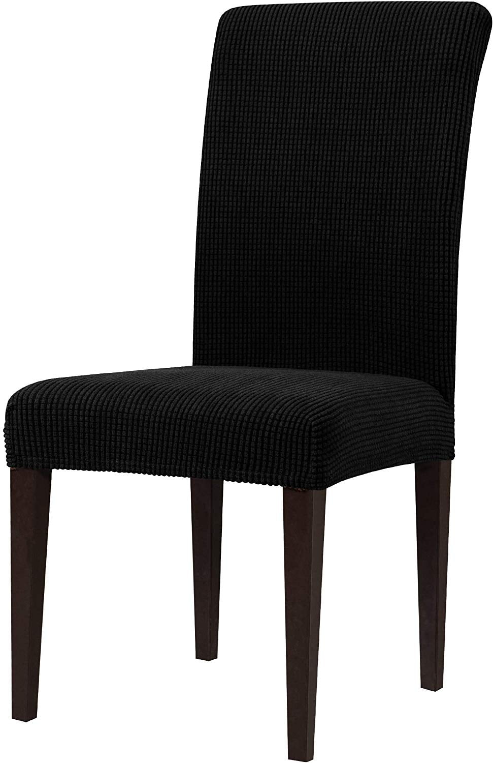 Black Textured Stretch Dining Chair Slipcovers, Set of 4