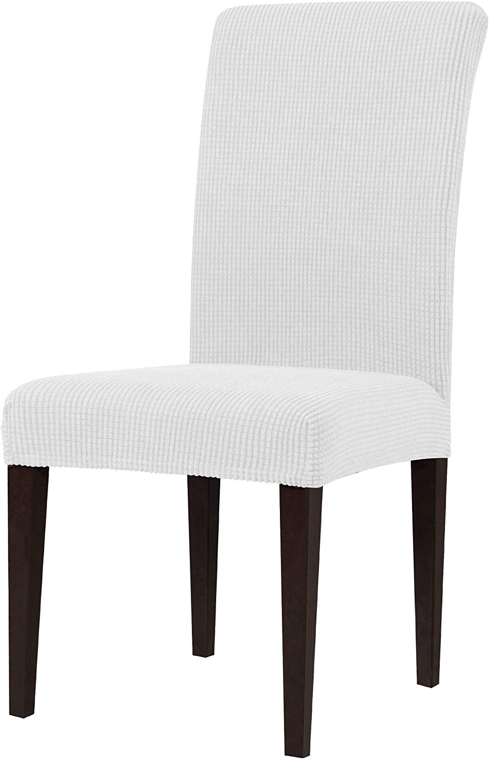 Subrtex Stretch Textured Grid Dining Chair Slipcover (Set of 4, Off-white)