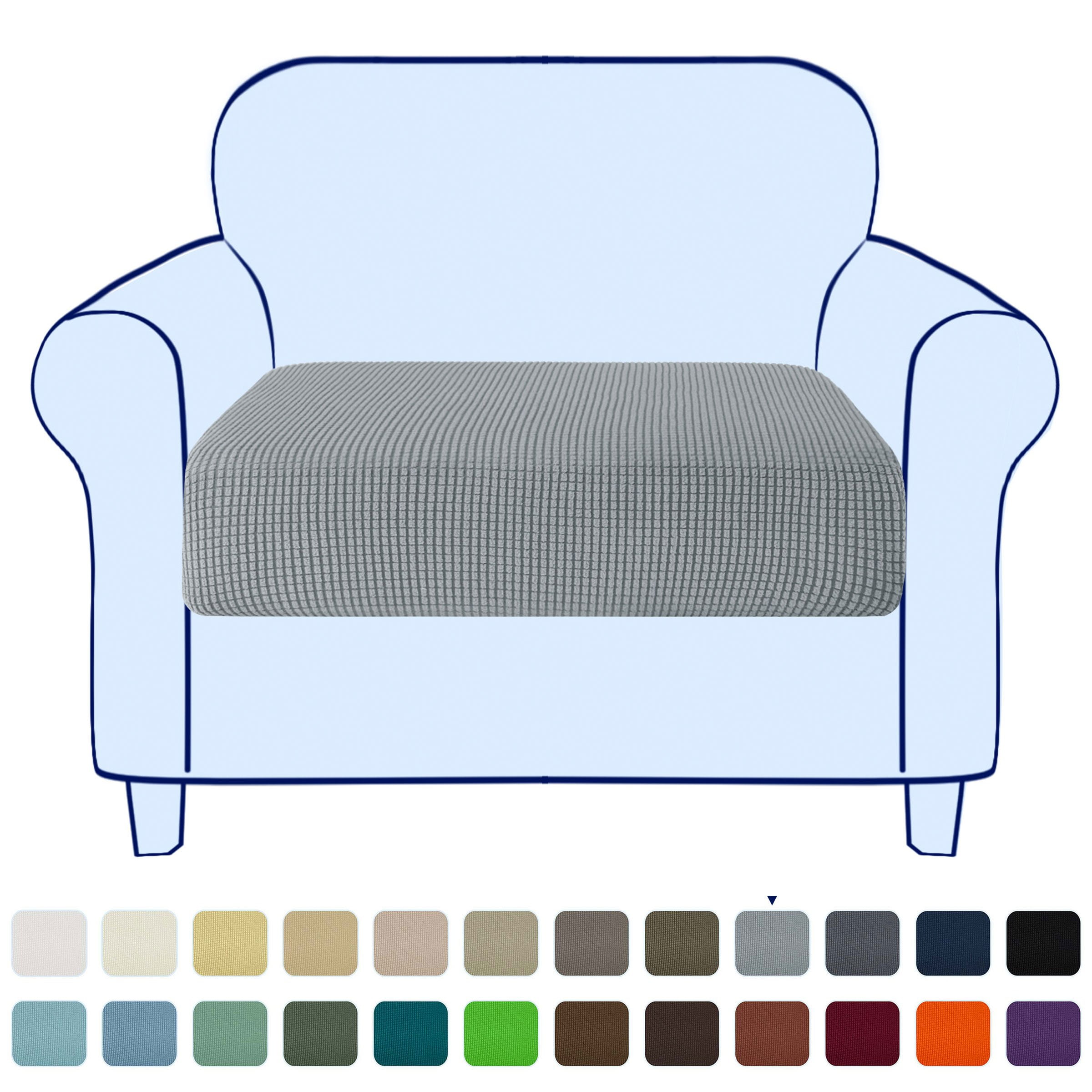 Subrtex Stretch Textured Grid Furniture Seat Cushion Slipcover (Armchair, Light Gray)
