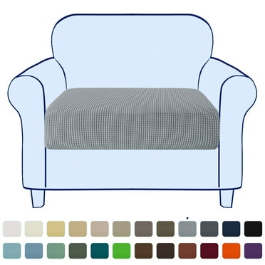 Subrtex Stretch Textured Grid Furniture Seat Cushion Slipcover (Armchair, Light Gray)