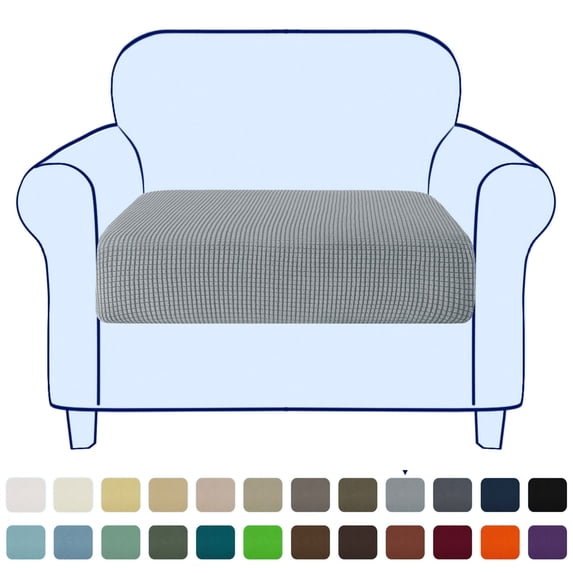 Subrtex Stretch Textured Grid Furniture Seat Cushion Slipcover (Armchair, Light Gray)