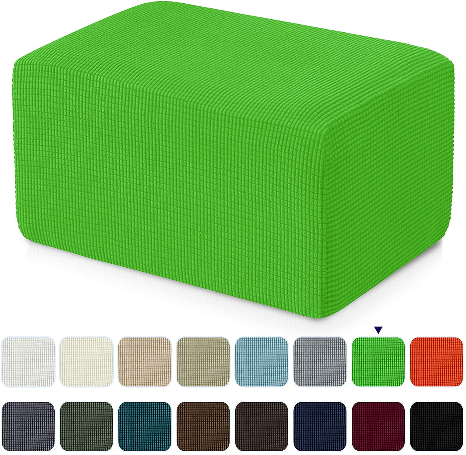 Subrtex Stretch Textured Grid Oversized Ottoman Slipcover, Grass Green