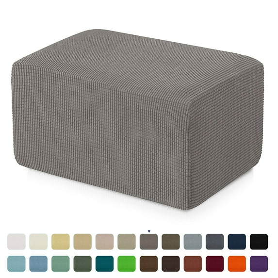 Subrtex Stretch Textured Grid Oversized Ottoman Slipcover, Taupe