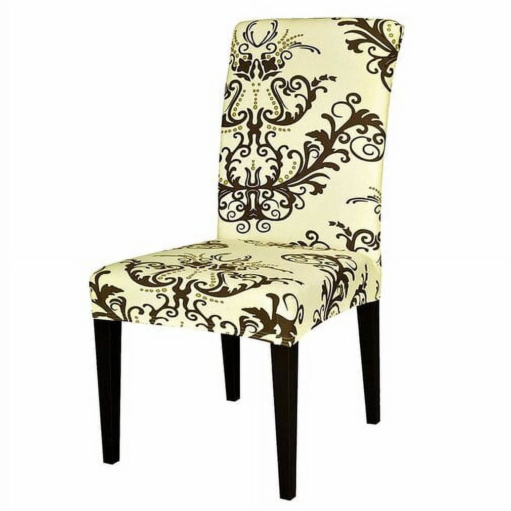 Subrtex Stretch Vector Floral Dining Chair Slipcover (Set of 2, Coffee)