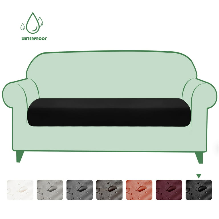 Subrtex 1-Piece PU Leather Chair Loveseat Sofa XL-Sofa Cushion Covers - XL-Sofa/4-Seater - Black