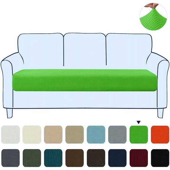 Subrtex Stretchy Cushion Protector 1/2/3 Seats, Jacquard Fitted Durable Washable Armchair Loveseat Sofa Cushion Slipcover Sofa Protector (Grass Green,Sofa)