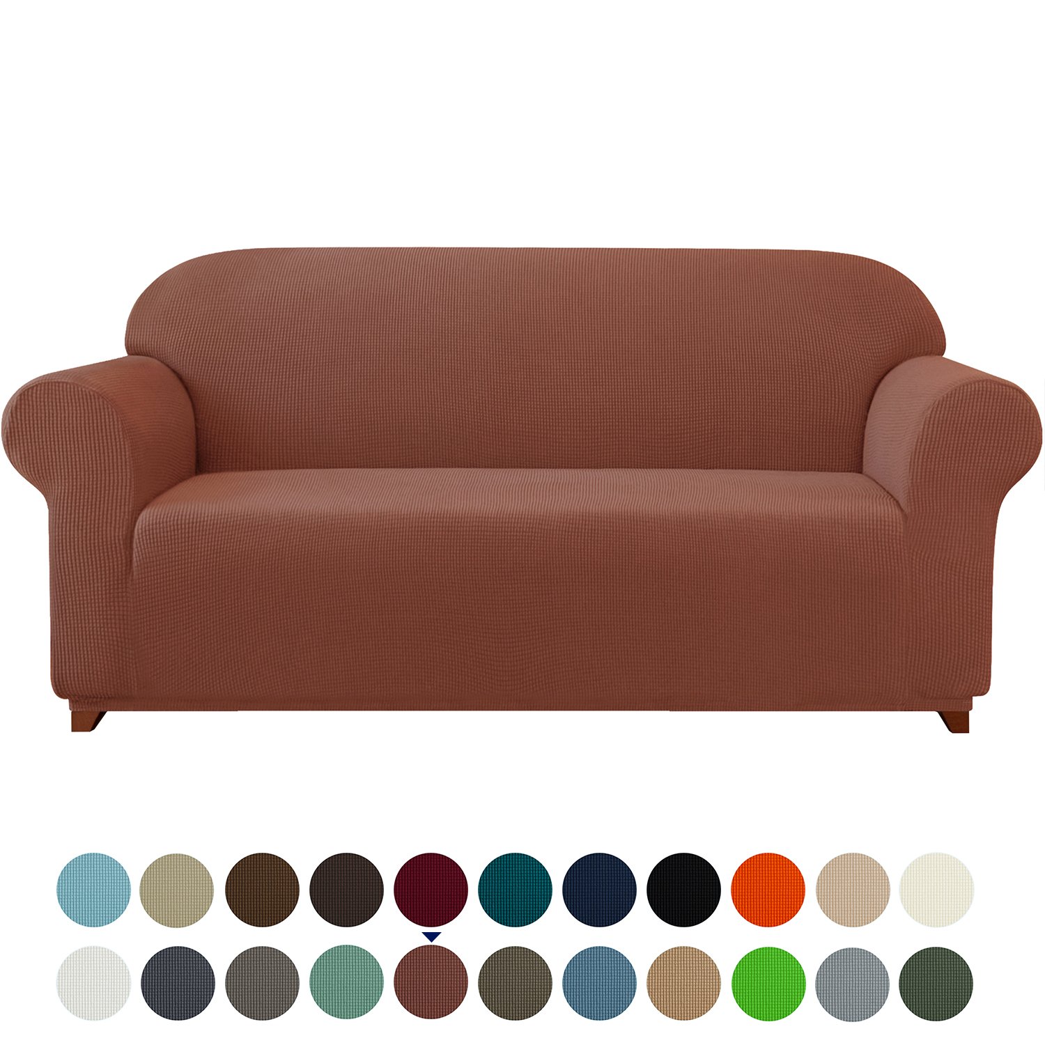 Subrtex Texture Jacquard and Polyester Sofa Slipcover, Brick