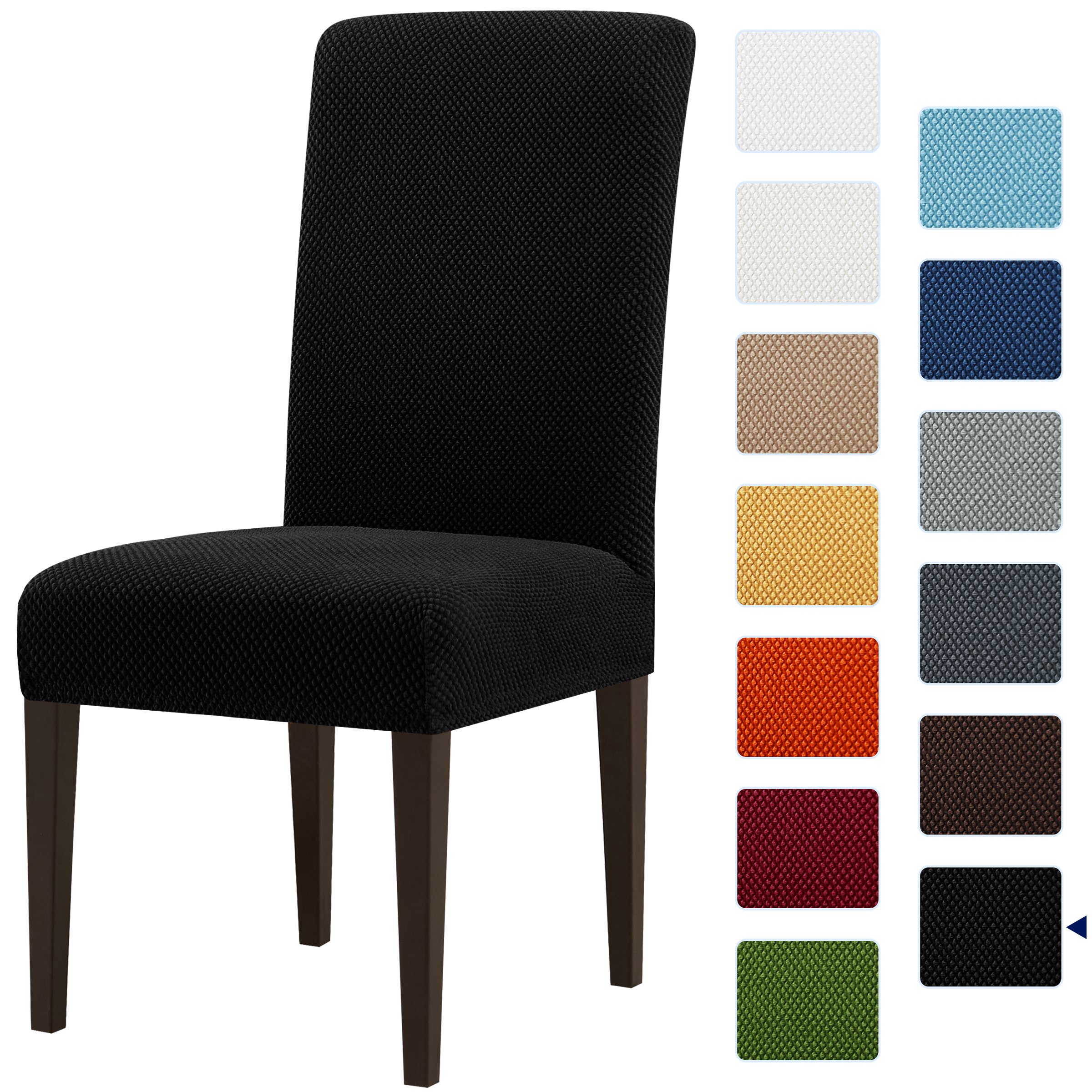 Subrtex Stretch Textured Grain Dining Chair Slipcover (Set of 4, Smoky