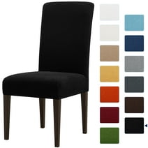 Subrtex Textured Grain Dining Chair Slipcover Washable Elastic Chair Protector(Set of 4,Black)