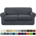 thumbnail image 1 of Subrtex Textured Grid Stretch Sofa Cover Couch Slipcover with Separate Cushion Cover (Gray, Loveseat), 1 of 7