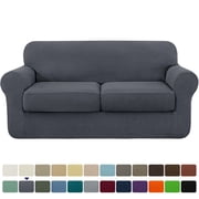 Subrtex Textured Grid Stretch Sofa Cover Couch Slipcover with Separate Cushion Cover Gray, Loveseat