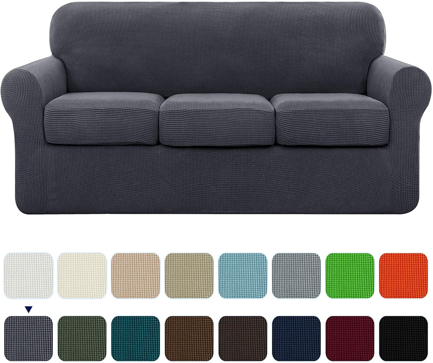 Subrtex Textured Grid Stretch Sofa Cover Couch Slipcover with Separate Cushion Cover(Gray, Sofa)