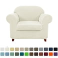 thumbnail image 1 of Subrtex Textured Grid Stretch Sofa Cover Couch Slipcover with Separate Cushion Cover (Ivory, Armchair), 1 of 7