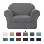 Subrtex Textured Grid Stretch Sofa Cover Couch Slipcover with Separate Cushion Cover Light Gray, Armchair