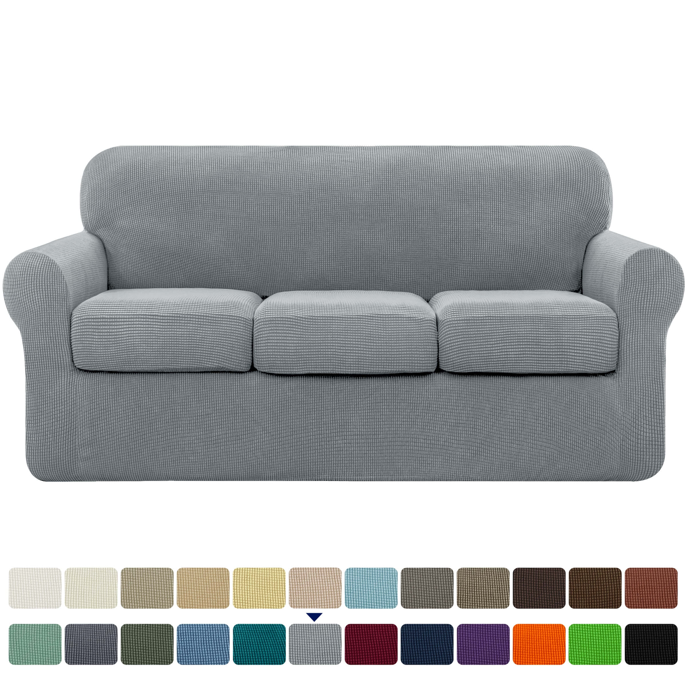 Subrtex Textured Grid Stretch Sofa Cover Couch Slipcover with Separate Cushion Cover (Light Gray, Sofa)