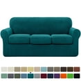 Subrtex Textured Grid Stretch Sofa Cover for Living Room with Separate Cushion Cover (Turquoise