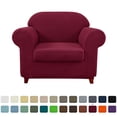 thumbnail image 1 of Subrtex Textured Grid Stretch Sofa Cover Couch Slipcover with Separate Cushion Cover (Wine, Armchair), 1 of 6
