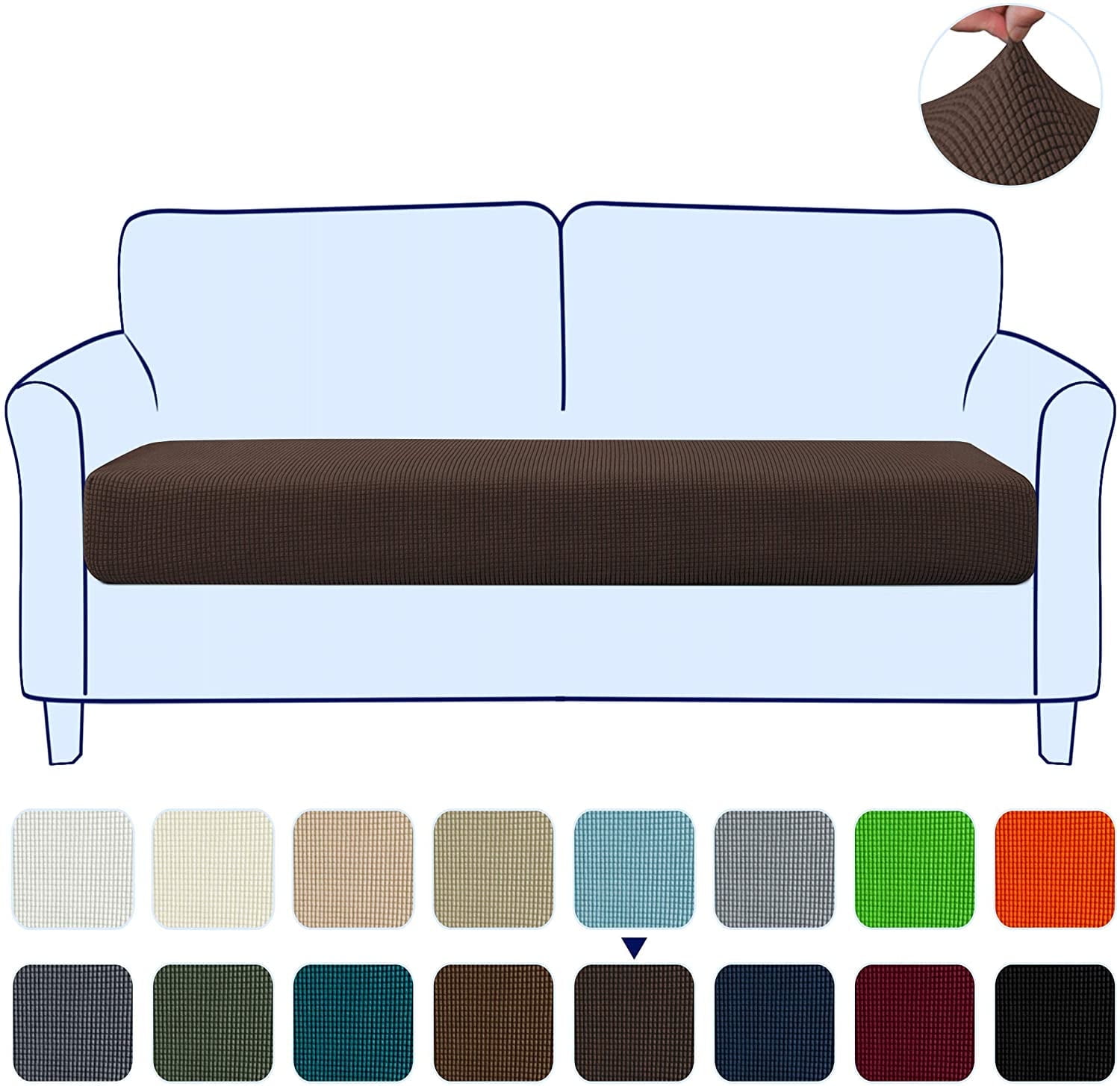 Subrtex Textured Grid Stretchy Washable Sofa Seat Cushion Cover Armchair Loveseat Sofa Protector （Chocolate, Loveseat）