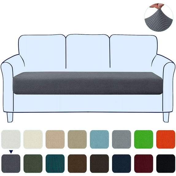 Subrtex Textured Grid Stretchy Washable Sofa Seat Cushion Cover Armchair Loveseat Sofa Protector (Gray, Sofa)